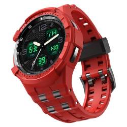 T-ENGINE Armband kompatibel mit Samsung Galaxy Watch 6 Classic, 47 mm, Armband mit Hülle, robuste, einteilige Hülle mit Band für Galaxy 6 Classic 47 mm (2023), Rot von T-ENGINE