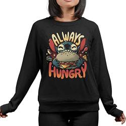 T-Nerds - Always Hungry - Damen Pullover S - schwarz von T-Nerds