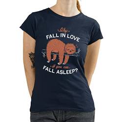 T-Nerds - Fall Asleep - Damen T-Shirt 5XL - Navy von T-Nerds
