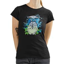 T-Nerds - Watercolor Ghibliko Totoro - Damen T-Shirt 3XL - schwarz von T-Nerds