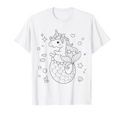 Einhorn Meerjungfrau zum bemalen & ausmalen für Kinder T-Shirt von T-Shirt zum bemalen für Kinder Motiv & ausmalen