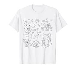 Niedliche Meerjungfrau zum bemalen & ausmalen für Kinder T-Shirt von T-Shirt zum bemalen für Kinder Motiv & ausmalen