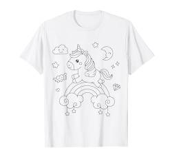 Niedliches Einhorn zum bemalen & ausmalen für Kinder T-Shirt von T-Shirt zum bemalen für Kinder Motiv & ausmalen