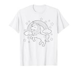 Niedliches Einhorn zum bemalen & ausmalen für Kinder T-Shirt von T-Shirt zum bemalen für Kinder Motiv & ausmalen