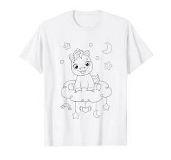 Niedliches Einhorn zum bemalen & ausmalen für Kinder T-Shirt von T-Shirt zum bemalen für Kinder Motiv & ausmalen