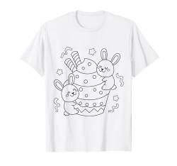 Tassenkuchen Mit Hasen Mandala zum bemalen & ausmalen T-Shirt von T-Shirt zum bemalen für Kinder Motiv & ausmalen