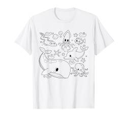 Unterwasserwelt Mit Fischen und Meerestieren Mandala T-Shirt von T-Shirt zum bemalen für Kinder Motiv & ausmalen