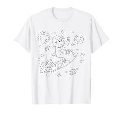 Weltraum Rakete Astronaut Kosmos Mandala zum bemalen T-Shirt von T-Shirt zum bemalen für Kinder Motiv & ausmalen