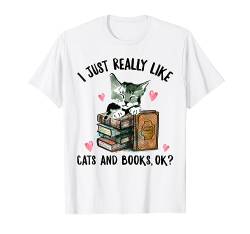 Lustiger Katzen und Bücher Spruch Katze Buch Watercolor T-Shirt von T-Shirtfans