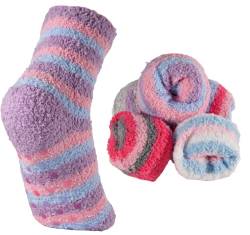 T&R Industrees 5 Paar warme flauschige Kinder ABS Kuschelsocken mit Stopper | Plüschsocken für Mädchen mit Anti Rutsch Sohle| Supermix 5 | 23-26 von T&R Industrees