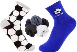 T&R Industrees 6 Paar Socken für Jungen | Strümpfe - Kindersocken mit verschiedenen Motiven | Fußball – Auto - Sport Mix | 6 Paar im Multipack | 35-39 von T&R Industrees