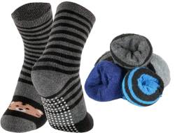T&R Industrees 6 Paar rutschfeste warme ABS Socken mit Anti-Rutsch Stopper | Thermo Socken für Jungen und Mädchen| Bärchen Supermix 4| 35-39 von T&R Industrees