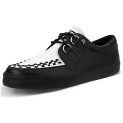 T.U.K. Leather Creeper Sneaker - Herren & Damen Schuhe - Farbe Black & White Leather - Punk, Gothic Schuhe, Emo Schuhe und Rockabilly Style Leder und Wildleder Schnürschuhe - Größe 39 von T.U.K. Shoes