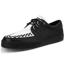 T.U.K. Leather Creeper Sneaker - Herren & Damen Schuhe - Farbe Black & White Leather - Punk, Gothic Schuhe, Emo Schuhe und Rockabilly Style Leder und Wildleder Schnürschuhe - Größe 43 von T.U.K.