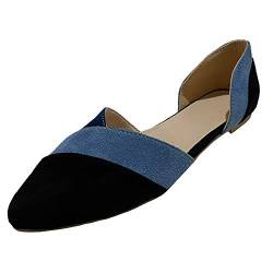 Damen Casual Schuhe Mokassins Bootsschuhe Loafers Fahren Flache Casual Freizeitschuhe Slip-On Hausschuhe Sommer Schuhe Sandals Single Shoes Reiseschuhe Schuhe Sandalen (Blau, 37) von T-