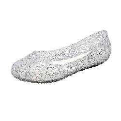 Damen Sandalen Schuhe MŠdchen Frozen Eiskšnigin Prinzessin Verkleiden Sich Mädchen Phantasie Prinzessin Schuhe für Cosplay Party Geburtstag Schnee Königin Gelee Partei Schuhe Sandalen (Silber, 41) von T-