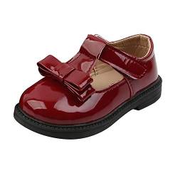 Mädchen Mary Jane mit Bow Prinzessin Schuhe Kinder Sandalen Partei PU-Leder Schuhe Mädchen Kostüm Zubehör Karneval Verkleidung Party Aufführung Fasching Tanzball (Wein, 30) von T-