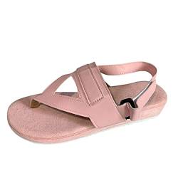 Pantoffeln Open Toe Latschen Damen Schlappen Slip-on Sommerschuhe Women Roman Sandalen Slipper Sommer Zehentrenner Hausschuhe Schuhe Shoes Bootsportschuhe (Rosa, 39) von T-