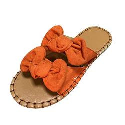 Römersandalen Casual Shoes Damen Sommer Outdoor Flach Riemchensandalen Frauen Böhmische Elegant Sandalen Fish Mouth Riemchen Sandale Freizeitschuhe Sommerschuhe Strandsandale (Orange, 39) von T-