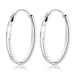 Creolen Silber 925 Ohrringe Damen 3 mm Dicke Groß Runde Kreolen Ohrschmuck für Frauen Freundin Mädchen,Durchmesse:25 35 45 55 65 mm von T400