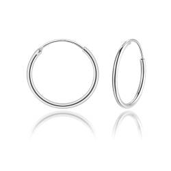 T400 Jewelers 925 Sterling Silber Creolen groß Polierte Runde Kreis Endless Ohrringe für Damen Durchmesser: 25-65mm von T400
