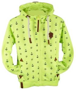 TA Fashion Kinder Sweat Jacke Kapuze Fleece gefüttert Hoodie Übergangsjacke Anker Pfote Hase 134-164 (Neongelb-99, 134) von TA Fashion