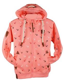 TA Fashion Kinder Sweat Jacke Kapuze Fleece gefüttert Hoodie Übergangsjacke Anker Pfote Hase 134-164 (Neonrosa-87, 152) von TA Fashion