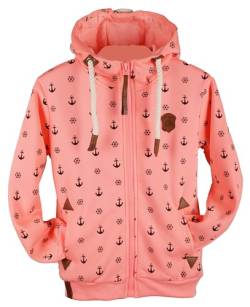 TA Fashion Kinder Sweat Jacke Kapuze Fleece gefüttert Hoodie Übergangsjacke Anker Pfote Hase 134-164 (Neonrosa-99, 164) von TA Fashion