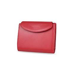 TABKER Geldbörse Echtes Leder Frauen Brieftasche Weibliche Kleine Dame Walet Tasche Kurze Münzbörse (Color : Red) von TABKER