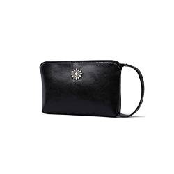 TABKER Geldbörse Echtes Leder Frauen Brieftaschen Weibliche Armband Münze Geldbörsen Designer Zipper Geld Telefon Handtaschen Damenkupplung (Color : Black) von TABKER