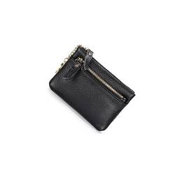 TABKER Geldbörse Echtes Leder Frauen Münze Geldbörse Reißverschlusstasche für Damen Multifunktions Weibliche Schlüsselbörse (Color : Black) von TABKER