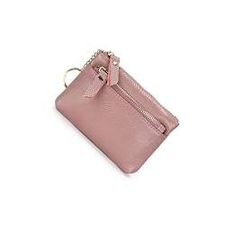 TABKER Geldbörse Echtes Leder Frauen Münze Geldbörse Reißverschlusstasche für Damen Multifunktions Weibliche Schlüsselbörse (Color : Pink) von TABKER