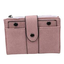 TABKER Geldbörse Frauen Brieftasche Einfache Retro Nieten Kurze Brieftasche Münze Geldbörse Karteninhaber Handtasche for Mädchen Geldbörse Kleine Brieftasche Damen (Color : Pink) von TABKER