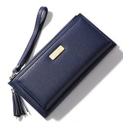 TABKER Geldbörse Frauen Brieftasche Limited Clearance Soft Pu. Leder Telefon Tasche Dame Mode Weibliche Lange Geldbörsen (Color : Blue) von TABKER