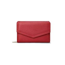 TABKER Geldbörse Frauen Brieftaschen Kurze Lady Clutch-Geldbörse Pu. Leder weiche multifunktionale Reißverschluss Münze Geldbörsen Girls Brieftasche Große Kapazität (Color : Red) von TABKER