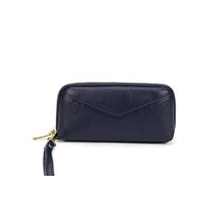 TABKER Geldbörse Frauen Echtes Leder Lange Brieftasche Mode Für Handy Tasche Auto Nähte Große Kupplungsbeutel Shell Bag Zipper Münze (Color : Blue) von TABKER