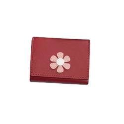 TABKER Geldbörse Frauen Nette Blume Brieftasche HASP Entworfen PU Leder Mädchen Münze Geldbörsen Weibliche Kartenhalter (Color : Red) von TABKER