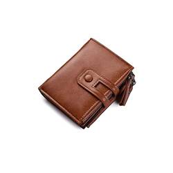 TABKER Geldbörse Geldbörse für Retro Schnalle Brieftasche Multifunktions-Doppel-Zipper-Münzbörse Pu. Ledermänner/Frauen-Kupplung (Color : Bruin) von TABKER