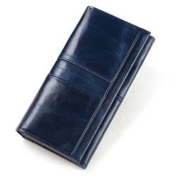 TABKER Geldbörse Genuine Leather Women Wallet Long Multi-Card Holder Large Capacity Wallet for Women Mobile Phone Purse (Color : Blue) von TABKER