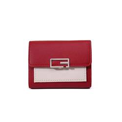 TABKER Geldbörse Kleine Brieftasche Weibliche Kurze Faltbare Persönlichkeit Student Nette Mini Mode Brieftasche Münze Geldbörse Designer Brieftasche (Color : Red) von TABKER