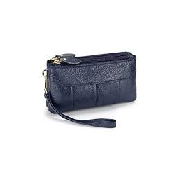 TABKER Geldbörse Kuh-Leder-Frauen-Kurier-Beutel-Art- undSoft-Art-Frauen-Tageskupplungen DoppelabteilHandytaschen (Color : Blue) von TABKER