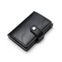 TABKER Geldbörse Men Leather Wallet Cards Holder Protector Smart Wallet Aluminum Case Box Card Holder Wallet (Color : Black) von TABKER