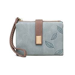 TABKER Geldbörse Mode Damen Brieftasche Reißverschluss Schnalle Kleine Geldtasche Kreditkartenhalter Leder (Color : Blue) von TABKER