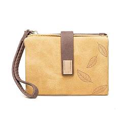 TABKER Geldbörse Mode Damen Brieftasche Reißverschluss Schnalle Kleine Geldtasche Kreditkartenhalter Leder (Color : Yellow) von TABKER