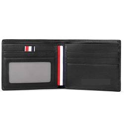 TABKER Geldbörse Soft Men Wallet Ultra Slim Credit Card Holder Genuine Leather Multi Card Case Purse Business Portable Wallet (Color : Black) von TABKER