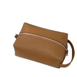 TABKER Umhängetasche Damen Leather Wash Bag Large Capacity Genuine Leather Travel Portable Cosmetic Bag for Women von TABKER