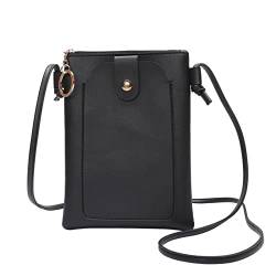 TABKER Umhängetasche Damen Women Mini Bag Small Coin Keychain Purses Mini Purse Zipper Thin Handbag (Color : Black) von TABKER
