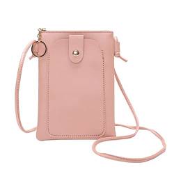 TABKER Umhängetasche Damen Women Mini Bag Small Coin Keychain Purses Mini Purse Zipper Thin Handbag (Color : Pink) von TABKER