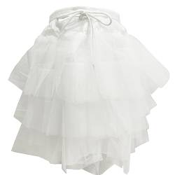 TACKTIMES Damen Mädchen Vintage Retro Petticoat Reifrock Unterrock Kinder Rockabilly Netz Crinoline Röcke Swing Kleid (Einheitsgröße, Weiß) von TACKTIMES