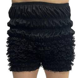 TACKTIMES Damen Unterhose langes Bein Schlüpfer Slip mit Rüschen Spitze Frauen Sicherheits Leggings Unterwäsche Kurz Shorts Hose Yoga Tanzen (as3, Alpha, m, Regular, Regular, Schwarz) von TACKTIMES